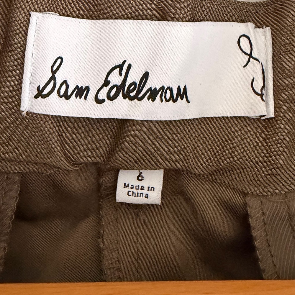 NWOT SAM EDELMAN Laila Pleated Tapered Cargo Pants in Kalamata Size 6 - Picture 9 of 15